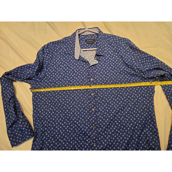 Bugatchi Men's Shirt Blue Long Sleeves Shaped Fit Size XL Pre-Owned - Picture 8 of 9